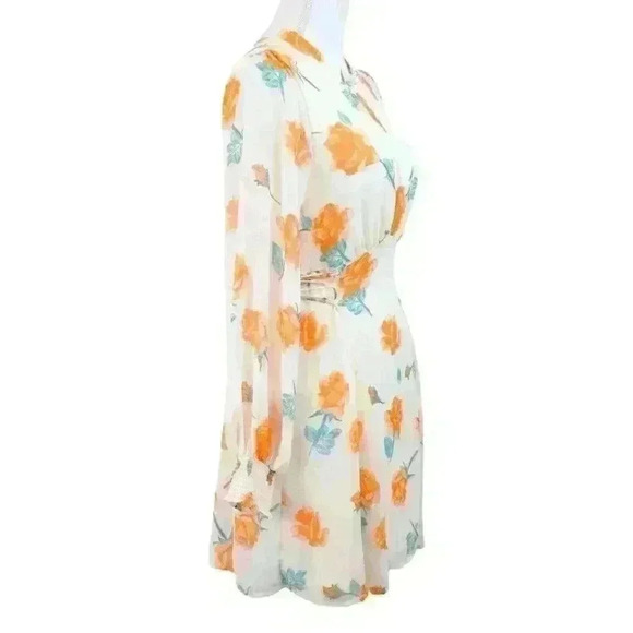 Free People Floral Chiffon Fit & Flare Mini Dress – Size Small - Picture 5 of 9
